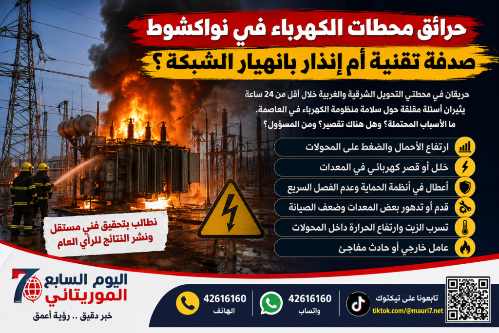 حرائق محطات الكهرباء في نواكشوط.. صدفة تقنية أم إنذار بانهيار الشبكة؟
